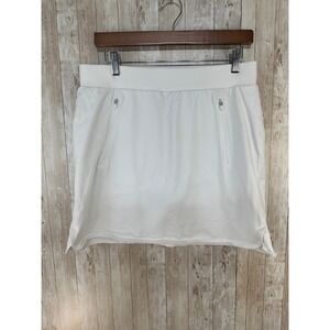 T by Talbots White Athleisure Athletic Skort Mini Skirt Zip Pockets Womens Sz MP